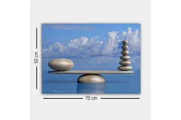 Canvastavla - Harmonisk balans av stenar på en plattform - Ljusblå / Beige / Grå - Inredning - Tavlor & posters - Canvastavla