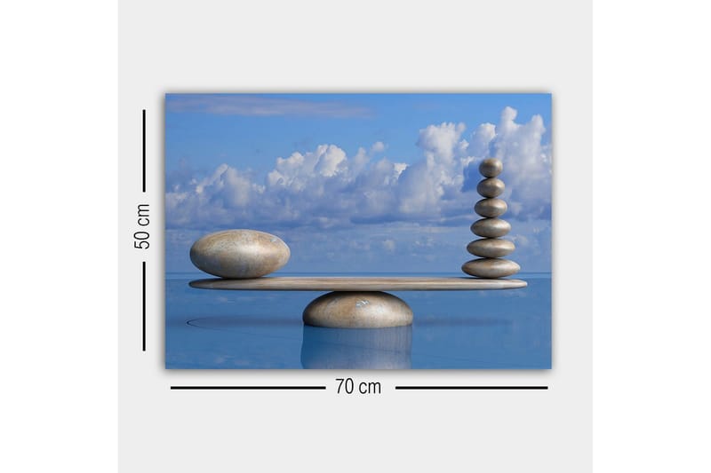 Canvastavla - Harmonisk balans av stenar på en plattform - Ljusblå / Beige / Grå - Inredning - Tavlor & posters - Canvastavla