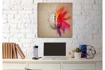 Canvastavla - Hjärna som spricker upp med färgglada explosioner av kreativitet - Röd / Orange / Rosa - Inredning - Tavlor & posters - Canvastavla