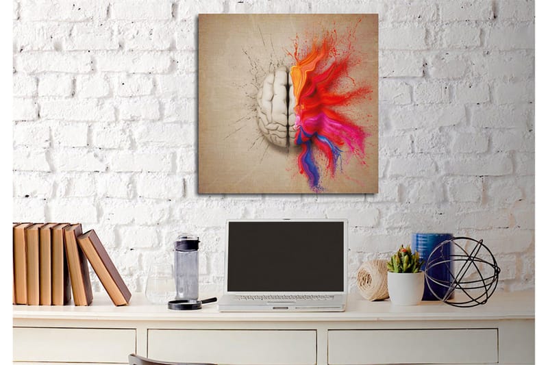 Canvastavla - Hjärna som spricker upp med färgglada explosioner av kreativitet - Röd / Orange / Rosa - Inredning - Tavlor & posters - Canvastavla