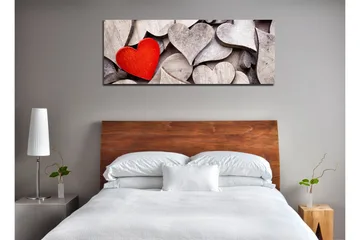 Canvastavla Hjärtan i trä - Röd/Grå - Inredning - Tavlor & posters - Canvastavla