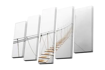 Canvastavla i 5 delar 82x50 cm - Hängbro som leder in i dimman - Vit / Beige / Svart - Inredning - Tavlor & posters - Canvastavla