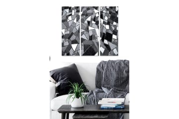 Canvastavla i trä 3-delar 50x70 cm - Abstrakt komposition av geometriska former i svart och vitt - Svart / Vitt / Grått - Inredning - Tavlor & posters - Canvastavla
