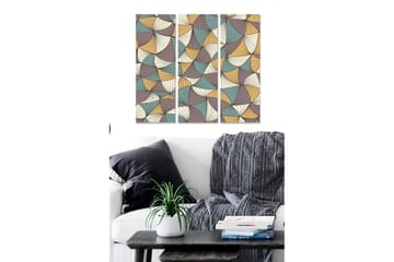 Canvastavla i trä 3-delar 50x70 cm - Abstrakt komposition med böljande former - Turkos / Beige / Lila - Inredning - Tavlor & posters - Canvastavla