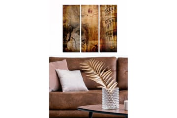 Canvastavla i trä 3-delar 50x70 cm - Abstrakt komposition med klassiska element och ansikten - Brunt / Guld / Beige - Inredning - Tavlor & posters - Canvastavla