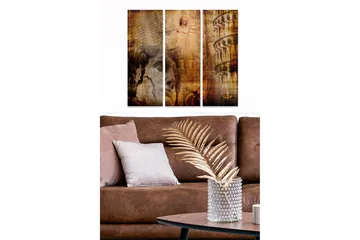Canvastavla i trä 3-delar 50x70 cm - Abstrakt komposition med klassiska element och ansikten - Brunt / Guld / Beige - Inredning - Tavlor & posters - Canvastavla