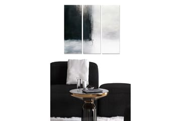 Canvastavla i trä 3-delar 50x70 cm - Abstrakt komposition med mörka och ljusa nyanser - Mörkgrå / Vit - Inredning - Tavlor & posters - Canvastavla