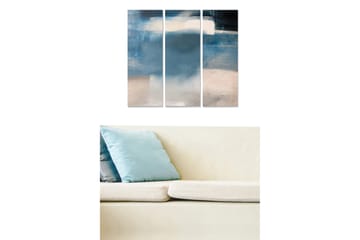 Canvastavla i trä 3-delar 50x70 cm - Abstrakt komposition med mjuka blå och beige nyanser - Blå / Beige - Inredning - Tavlor & posters - Canvastavla