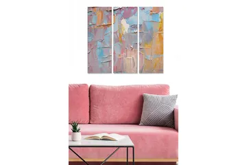 Canvastavla i trä 3-delar 50x70 cm - Abstrakt komposition med mjuka färgövergångar - Ljusblå / Rosa / Gul - Inredning - Tavlor & posters - Canvastavla