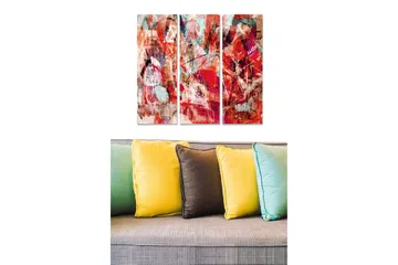 Canvastavla i trä 3-delar 50x70 cm - Abstrakt komposition med röda och blå nyanser - Röd / Turkos - Inredning - Tavlor & posters - Canvastavla