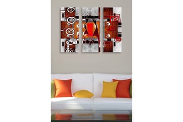 Canvastavla i trä 3-delar 50x70 cm - Abstrakt komposition med svarta och röda former - Röd / Svart / Vit - Inredning - Tavlor & posters - Canvastavla