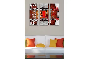 Canvastavla i trä 3-delar 50x70 cm - Abstrakt komposition med svarta och röda former - Röd / Svart / Vit - Inredning - Tavlor & posters - Canvastavla