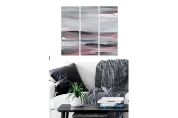 Canvastavla i trä 3-delar 50x70 cm - Abstrakt landskap med mjuka färgövergångar - Grå / Rosa / Blå - Inredning - Tavlor & posters - Canvastavla