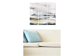Canvastavla i trä 3-delar 50x70 cm - Abstrakt landskap med mjuka färgövergångar - Grå / Vit / Blå - Inredning - Tavlor & posters - Canvastavla