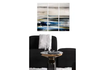 Canvastavla i trä 3-delar 50x70 cm - Abstrakt landskap med mjuka färgövergångar - Mörkblå / Beige / Grön - Inredning - Tavlor & posters - Canvastavla