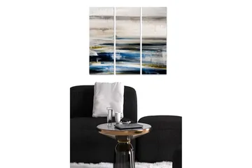 Canvastavla i trä 3-delar 50x70 cm - Abstrakt landskap med mjuka färgövergångar - Mörkblå / Beige / Grön - Inredning - Tavlor & posters - Canvastavla