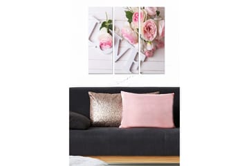 Canvastavla i trä 3-delar 50x70 cm - Blommor i rosa nyanser med inslag av vita detaljer - Rosa / Vit / Grön - Inredning - Tavlor & posters - Canvastavla