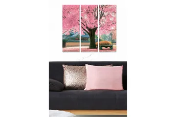 Canvastavla i trä 3-delar 50x70 cm - Blomstrande körsbärsträd i en vacker parkmiljö - Rosa / Grön / Brun - Inredning - Tavlor & posters - Canvastavla