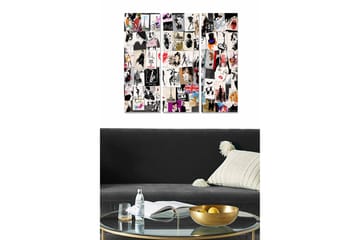 Canvastavla i trä 3-delar 50x70 cm - Collage av modeikoner och urbana motiv - Svart / Vitt / Röd - Inredning - Tavlor & posters - Canvastavla