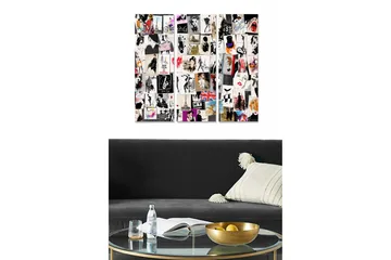 Canvastavla i trä 3-delar 50x70 cm - Collage av modeikoner och urbana motiv - Svart / Vitt / Röd - Inredning - Tavlor & posters - Canvastavla