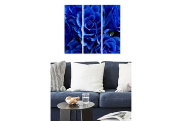 Canvastavla i trä 3-delar 50x70 cm - Djupblå rosor i en harmonisk komposition - Djupblå / Svart / Grön - Inredning - Tavlor & posters - Canvastavla