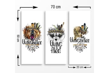 Canvastavla i trä 3-delar 50x70 cm - Djurporträtt med en känsla av frihet och mod - Brun / Svart / Grön - Inredning - Tavlor & posters - Canvastavla