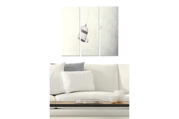 Canvastavla i trä 3-delar 50x70 cm - Fängslad fågelbur hängande i luften - Grå / Vit / Svart - Inredning - Tavlor & posters - Canvastavla