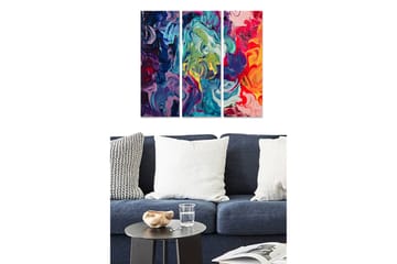 Canvastavla i trä 3-delar 50x70 cm - Färgglad abstrakt komposition med virvlande mönster - Mörkblå / Grön / Röd - Inredning - Tavlor & posters - Canvastavla