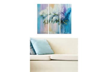 Canvastavla i trä 3-delar 50x70 cm - Färgglad bukett av syrener - Vit / Lila / Blå - Inredning - Tavlor & posters - Canvastavla