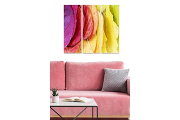 Canvastavla i trä 3-delar 50x70 cm - Färgglada höstlöv i olika nyanser - Rosa / Gul / Grön - Inredning - Tavlor & posters - Canvastavla