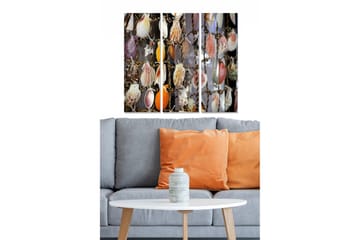 Canvastavla i trä 3-delar 50x70 cm - Färgglada snäckor i en dekorativ komposition - Orange / Rosa / Lila - Inredning - Tavlor & posters - Canvastavla