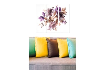 Canvastavla i trä 3-delar 50x70 cm - Färgrik bukett av blommor i lila och bruna toner - Lila / Brun - Inredning - Tavlor & posters - Canvastavla