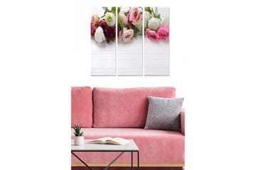 Canvastavla i trä 3-delar 50x70 cm - Färgrik bukett av rosor i olika nyanser - Rosa / Vit / Röd - Inredning - Tavlor & posters - Canvastavla
