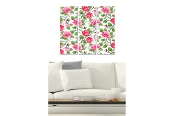 Canvastavla i trä 3-delar 50x70 cm - Färgrik komposition av blommor med rosor och prästkragar - Rosa / Grön - Inredning - Tavlor & posters - Canvastavla