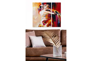 Canvastavla i trä 3-delar 50x70 cm - Färgstark abstrakt komposition av en kvinna som dansar - Röd / Gul / Orange - Inredning - Tavlor & posters - Canvastavla
