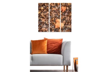 Canvastavla i trä 3-delar 50x70 cm - Höstlöv i olika nyanser av brunt och orange - Brunt / Orange / Beige - Inredning - Tavlor & posters - Canvastavla