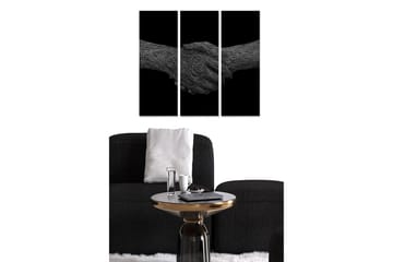 Canvastavla i trä 3-delar 50x70 cm - Handtryck som symboliserar samarbete och enighet - Svart / Grå - Inredning - Tavlor & posters - Canvastavla