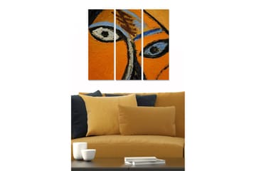 Canvastavla i trä 3-delar 50x70 cm - Intensivt uttryck av ögon i starka färger - Orange / Svart / Blå - Inredning - Tavlor & posters - Canvastavla