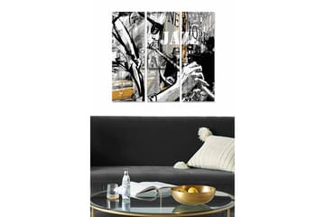 Canvastavla i trä 3-delar 50x70 cm - Jazzmusiker i en urban miljö - Svart / Grå / Gul - Inredning - Tavlor & posters - Canvastavla