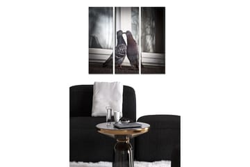 Canvastavla i trä 3-delar 50x70 cm - Kärleksfullt par av duvor vid ett fönster - Grå / Svart / Brun - Inredning - Tavlor & posters - Canvastavla