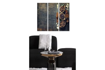 Canvastavla i trä 3-delar 50x70 cm - Kaffe- och kryddkomposition i skålar - Mörkbrun / Beige / Svart - Inredning - Tavlor & posters - Canvastavla