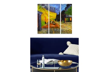 Canvastavla i trä 3-delar 50x70 cm - Livlig uteservering under stjärnklar himmel - Gult / Blått / Orange - Inredning - Tavlor & posters - Canvastavla