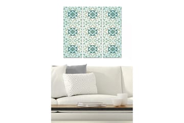 Canvastavla i trä 3-delar 50x70 cm - Mönstrad väggdekoration med eleganta, geometriska former - Turkos / Ljusgrön / Guld - Inredning - Tavlor & posters - Canvastavla