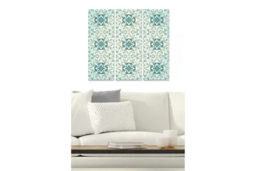Canvastavla i trä 3-delar 50x70 cm - Mönstrad väggdekoration med eleganta, geometriska former - Turkos / Ljusgrön / Guld - Inredning - Tavlor & posters - Canvastavla