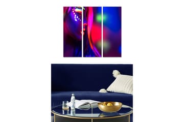 Canvastavla i trä 3-delar 50x70 cm - Neonfärgad porträtt av en kvinna med ansiktsmålning - Lila / Rosa / Grön - Inredning - Tavlor & posters - Canvastavla