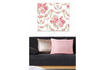 Canvastavla i trä 3-delar 50x70 cm - Romantisk komposition av rosor i pastellfärger - Rosa / Grön - Inredning - Tavlor & posters - Canvastavla