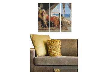 Canvastavla i trä 3-delar 50x70 cm - Sensuell scen med kvinnor i en avkopplande miljö - Röd / Beige / Blå - Inredning - Tavlor & posters - Canvastavla