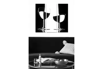 Canvastavla i trä 3-delar 50x70 cm - Silhuetter av två vinglas i kontrasterande svart och vitt - Svart / Vitt - Inredning - Tavlor & posters - Canvastavla