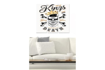 Canvastavla i trä 3-delar 50x70 cm - Skalle med krona och korslagda benknotor - Svart / Guld / Vit - Inredning - Tavlor & posters - Canvastavla