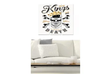 Canvastavla i trä 3-delar 50x70 cm - Skalle med krona och korslagda benknotor - Svart / Guld / Vit - Inredning - Tavlor & posters - Canvastavla